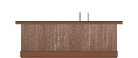 Cortensteel toog met donker hout lodge bar